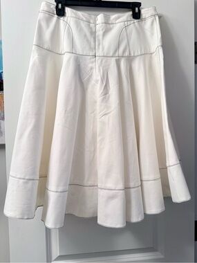 Aleeza Paris “Brixie” Cream Denim Panel Skirt
